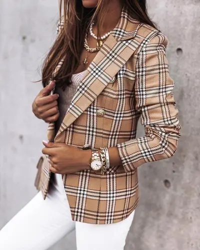 Women's Fashion Print Lapel Blazer Coat