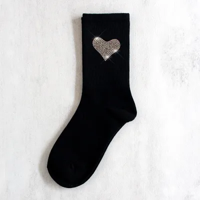 Women's Fashion Rhinestone Smiley Cotton Socks