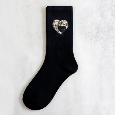 Women's Fashion Rhinestone Smiley Cotton Socks