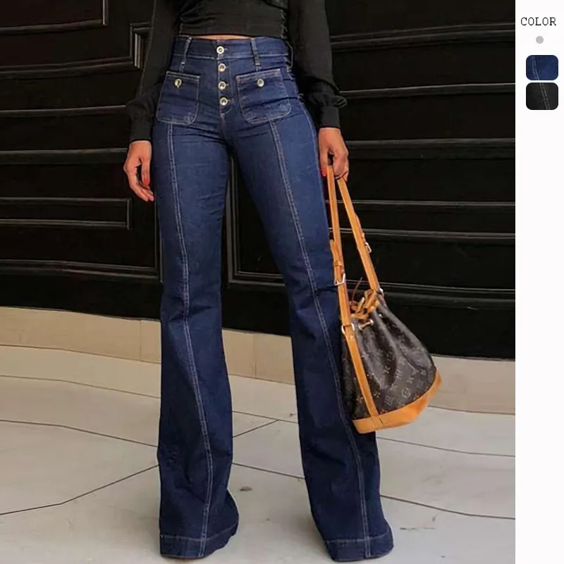 Women Retro High Waist Stretch Denim Jeans