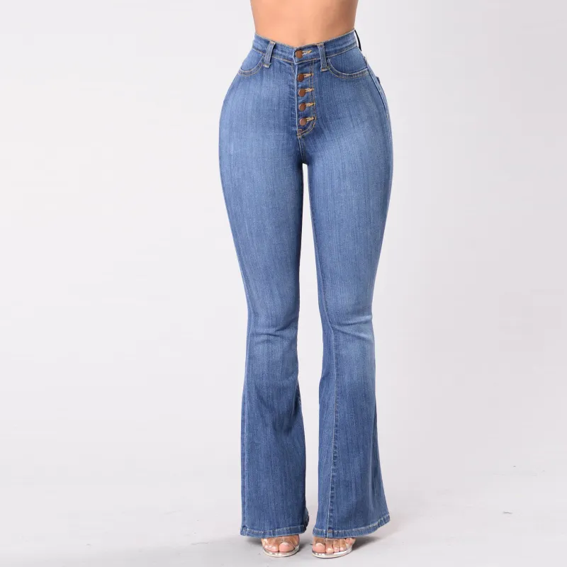 Women High Waist Flared Denim Jeans