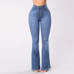 Women High Waist Flared Denim Jeans