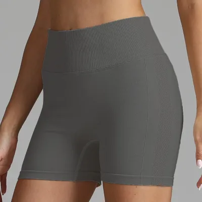 Women High Waist Seamless Yoga Shorts Solid Color