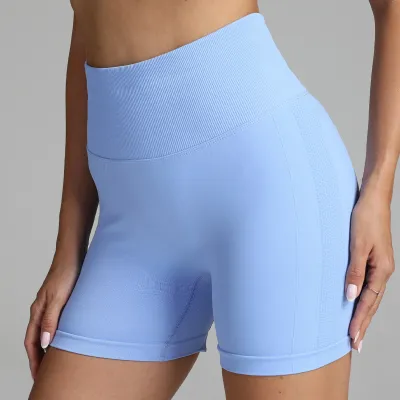 Women High Waist Seamless Yoga Shorts Solid Color