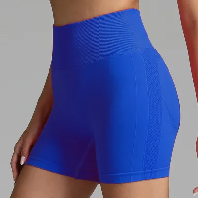 Women High Waist Seamless Yoga Shorts Solid Color