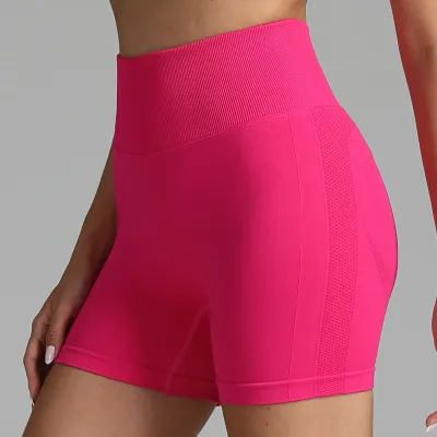 Women High Waist Seamless Yoga Shorts Solid Color