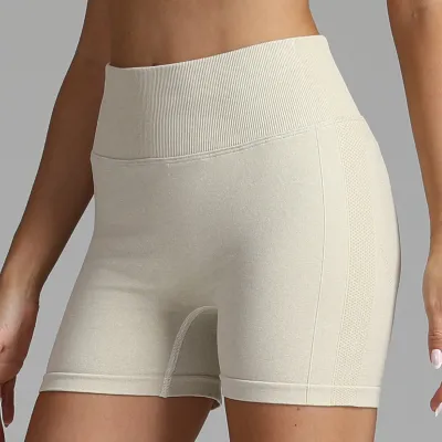 Women High Waist Seamless Yoga Shorts Solid Color