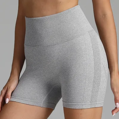 Women High Waist Seamless Yoga Shorts Solid Color