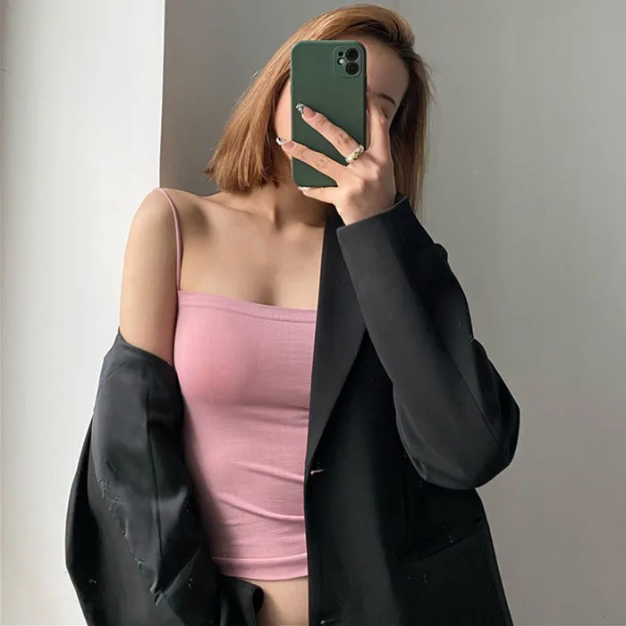 Solid Color Summer Basic Women Spaghetti Strap Camis Tank Top