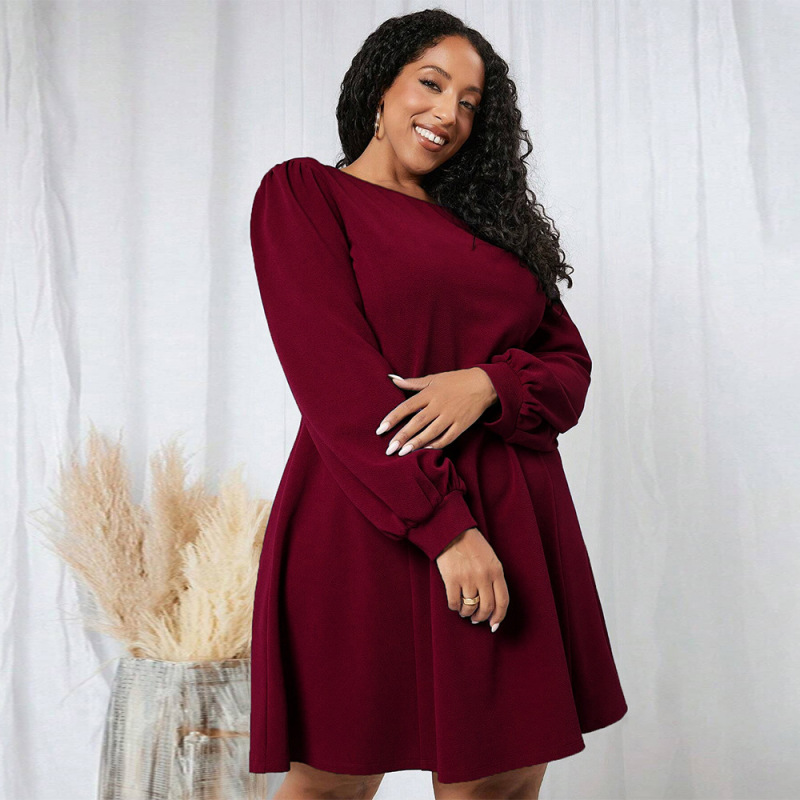 Plus size long sleeve swing dress hotsell