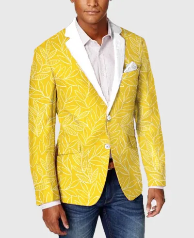 Men Slim Fit Plaid Suit Jacket Long Sleeve Lapel Party Casual