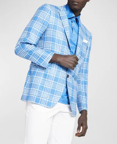 Men Slim Fit Plaid Suit Jacket Long Sleeve Lapel Party Casual