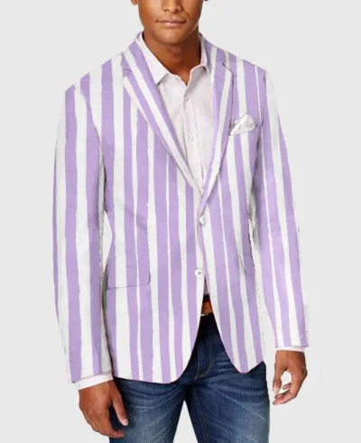 Men Slim Fit Plaid Suit Jacket Long Sleeve Lapel Party Casual