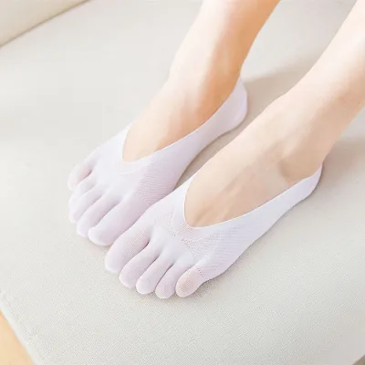 Summer Women Fashion Solid Color Anti-Slip Five-Finger Socks