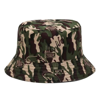Unisex Fashion Camouflage Printed Breathable Sunshade Bucket Hats Polyester