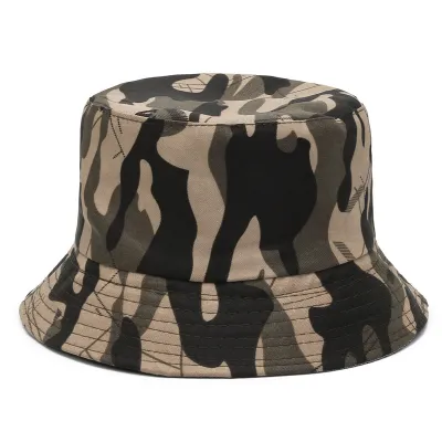 Unisex Fashion Camouflage Printed Breathable Sunshade Bucket Hats Polyester