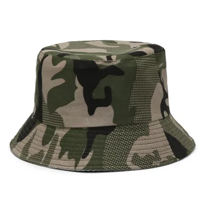 Unisex Fashion Camouflage Printed Breathable Sunshade Bucket Hats Polyester