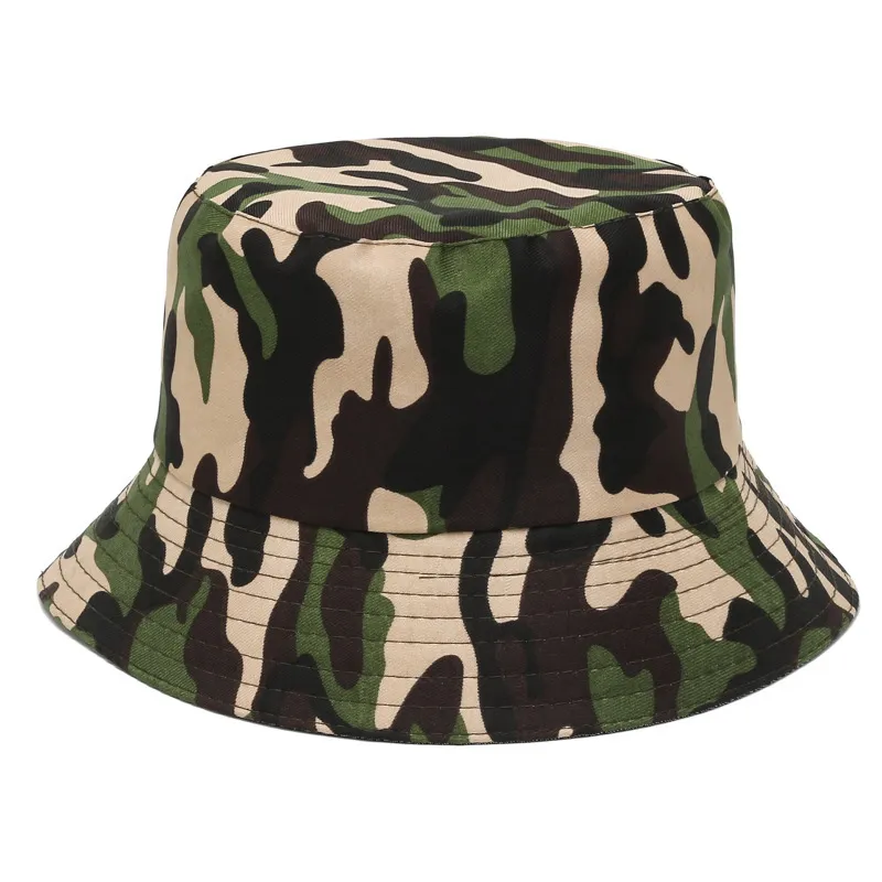 Unisex Fashion Camouflage Printed Breathable Sunshade Bucket Hats Polyester