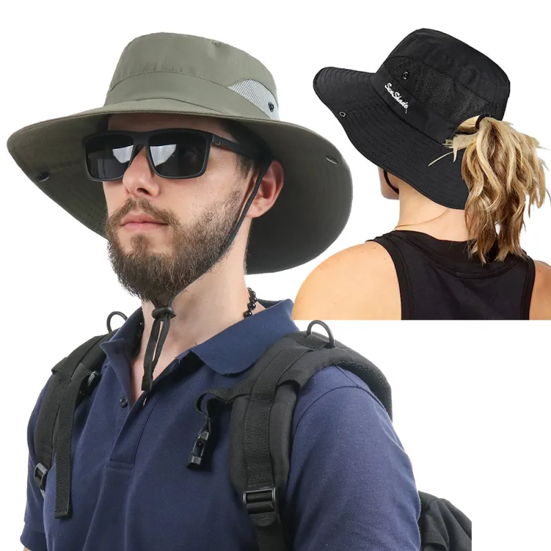 Neutral Outdoor Mountaineering Sunshade Bucket Hat Dome Cotton And Polyester