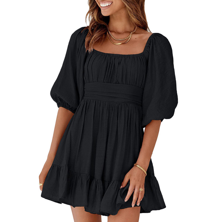 Wholesale Women Fashion Solid Color Square Collar Lantern