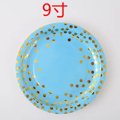 Bronzing Polka Dot Blue Disposable Paper Tableware