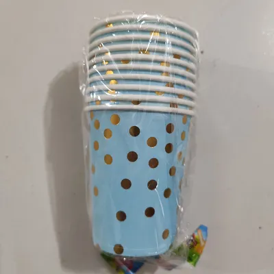 Bronzing Polka Dot Blue Disposable Paper Tableware