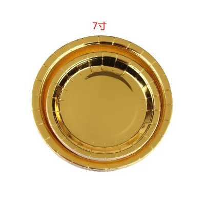 Gold Disposable Tableware Set - Elegant Bronzing Paper Party Supplies