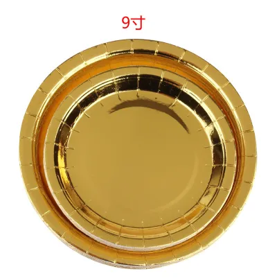 Gold Disposable Tableware Set - Elegant Bronzing Paper Party Supplies