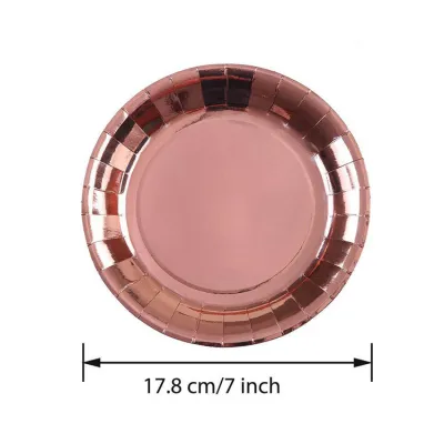 Rose Gold Bronzing Disposable Party Tableware Set Paper Plates Napkins