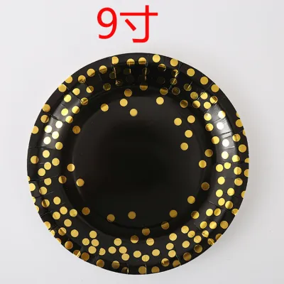 Bronzing Black Polka Dot Paper Cutlery Set for Party
