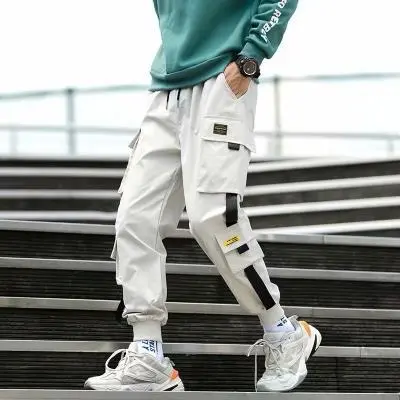 Fashion Casual Solid Color Plus Size Jogger Cargo Pants with Multi-Pocket Mid-Waist Cropped