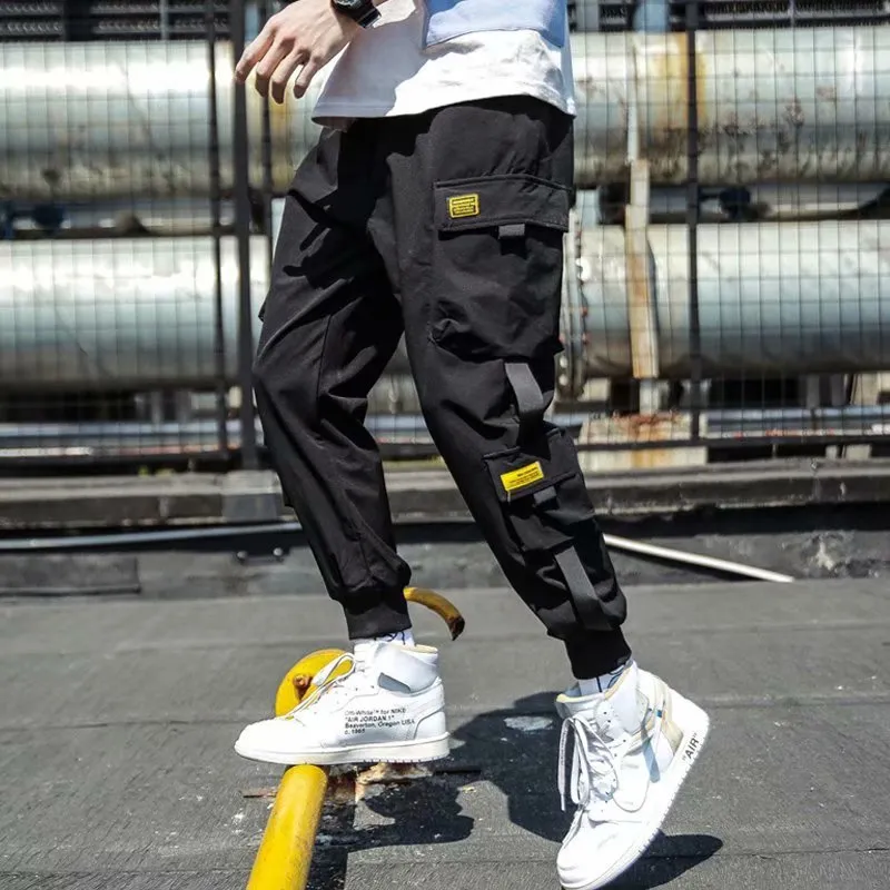 Fashion Casual Solid Color Plus Size Jogger Cargo Pants with Multi-Pocket Mid-Waist Cropped