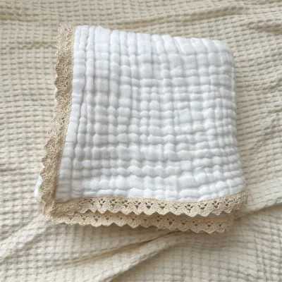 Baby Gauze Cotton Lace Cartoon Swaddle Blanket Towel