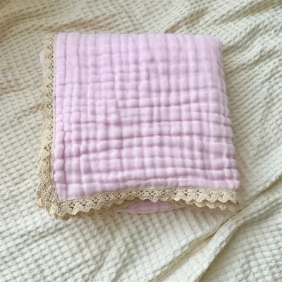 Baby Gauze Cotton Lace Cartoon Swaddle Blanket Towel