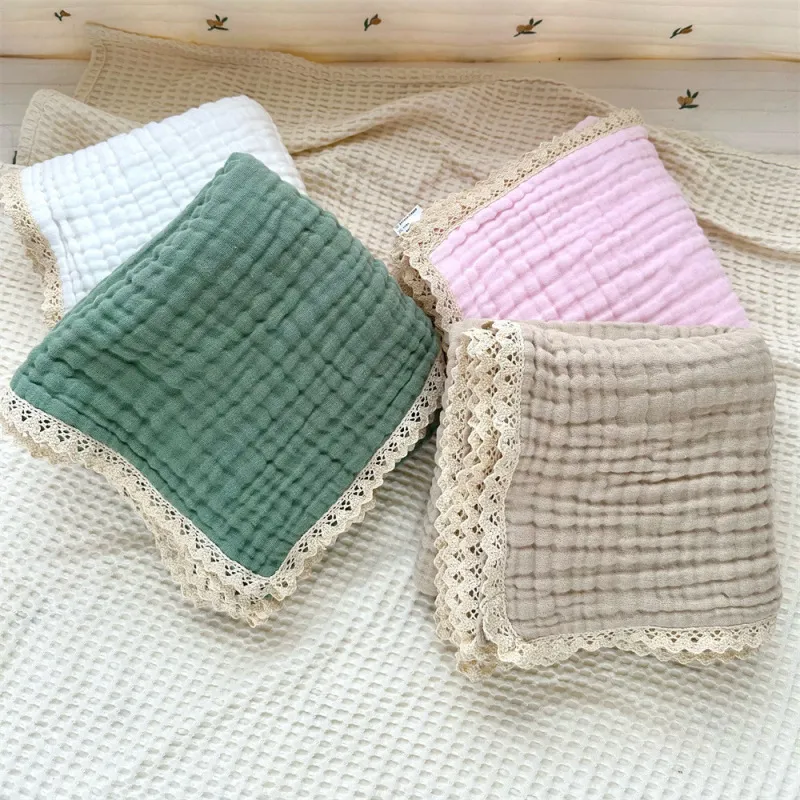 Baby Gauze Cotton Lace Cartoon Swaddle Blanket Towel