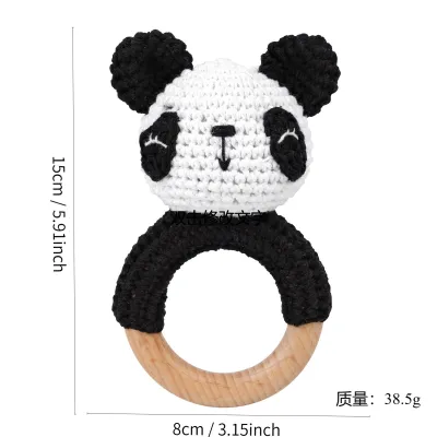 Handmade Wooden Wool Crochet Baby Rattle Molar Toy Kids Accessories