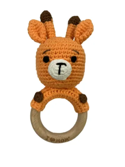 Handmade Wooden Wool Crochet Baby Rattle Molar Toy Kids Accessories
