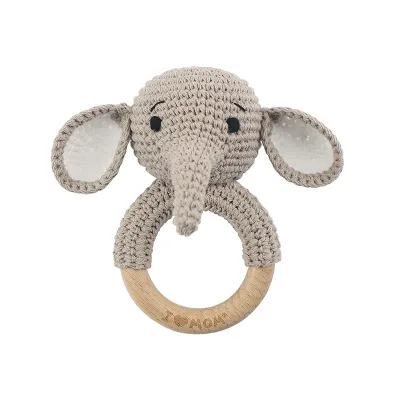 Handmade Wooden Wool Crochet Baby Rattle Molar Toy Kids Accessories