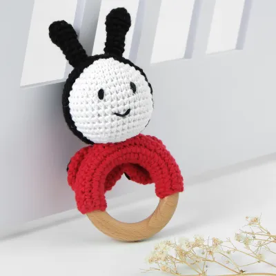 Handmade Wooden Wool Crochet Baby Rattle Molar Toy Kids Accessories