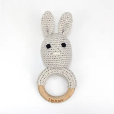 Handmade Wooden Wool Crochet Baby Rattle Molar Toy Kids Accessories