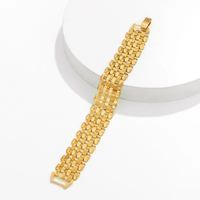 Hip Hop Metallic Wide Brimmed Women's Geometric Iron Bracelet