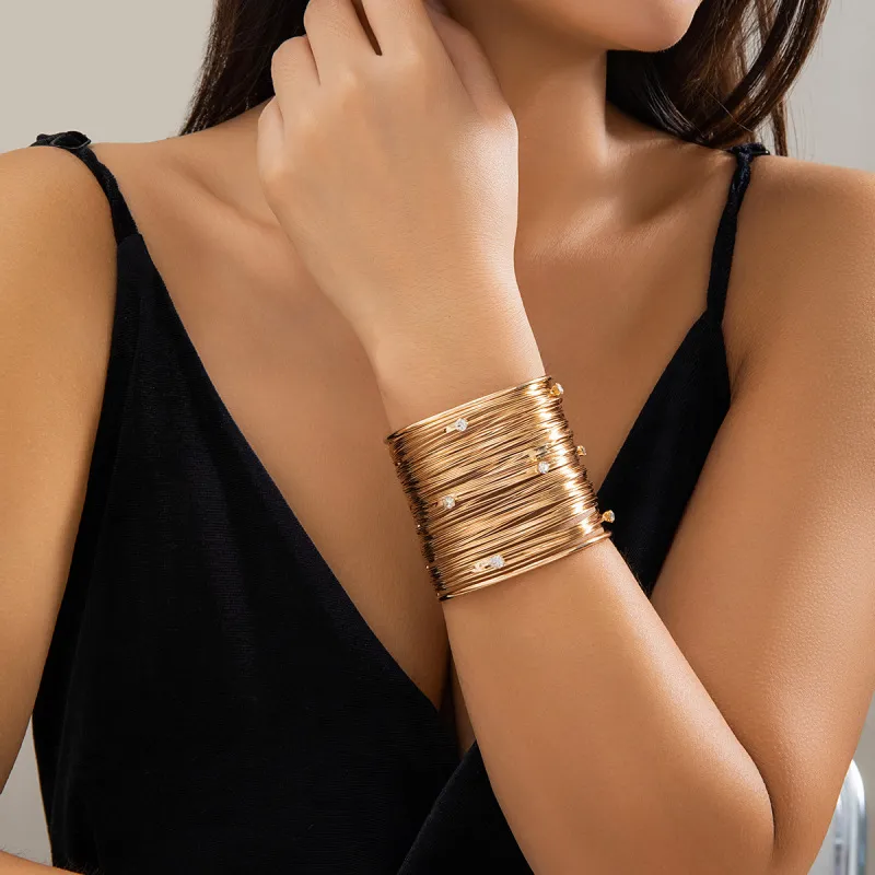 Exaggerated Punk Wide Brushed Strap Bracelet
