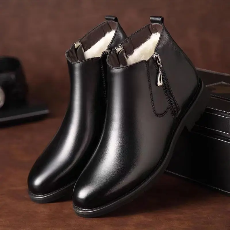 Men Business Casual Velvet Side Zipper Ankle Short Boots