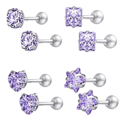 Women's Simple Fashion Multicolor Rhinestone Stainless Steel Geometric Stud Earrings