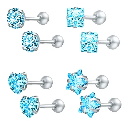 Women's Simple Fashion Multicolor Rhinestone Stainless Steel Geometric Stud Earrings