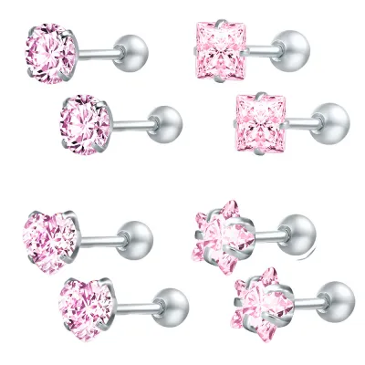 Women's Simple Fashion Multicolor Rhinestone Stainless Steel Geometric Stud Earrings