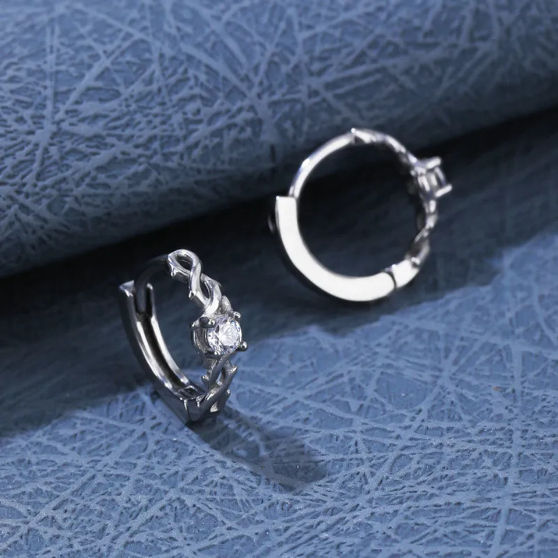 Women Fashion Simple Rhinestone Stainless Steel Circle Ear Buckle