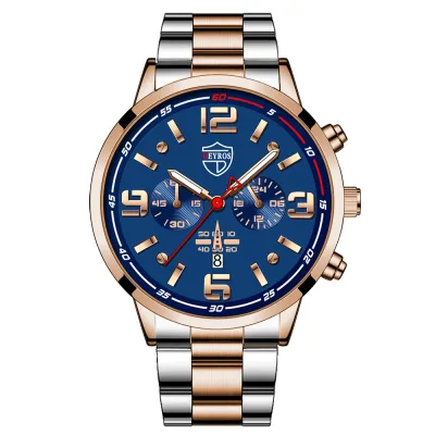 Men Fashion Calendar Quartz Luminous Stainless Steel Analog Watch