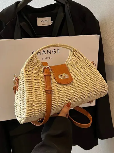 Holiday Beach Fashion Large Capacity Woven Straw Handbag