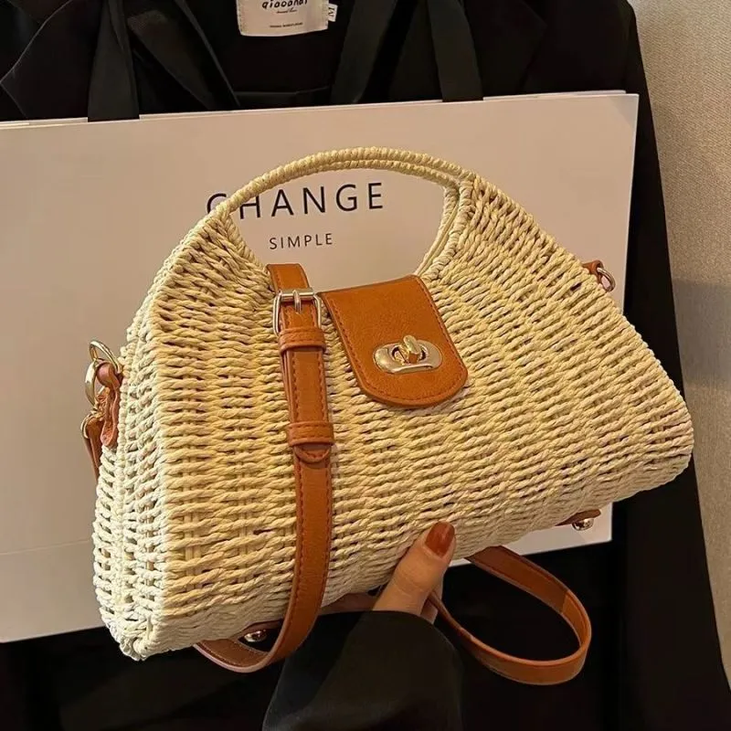 Holiday Beach Fashion Large Capacity Woven Straw Handbag